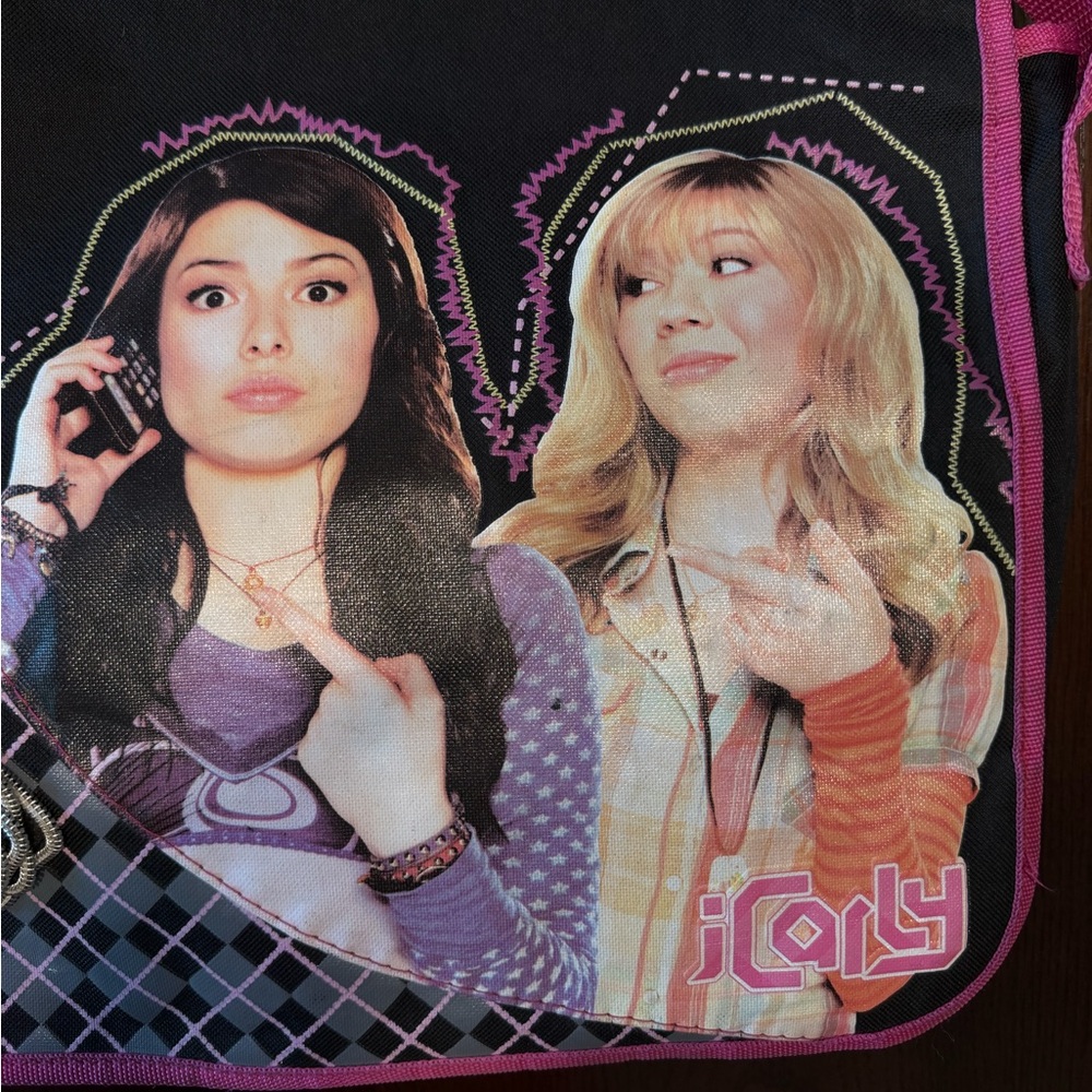 VTG rare HTF y2k 2000s preloved iCarly Pink & Black Messenger Bag - Picture 4 of 9